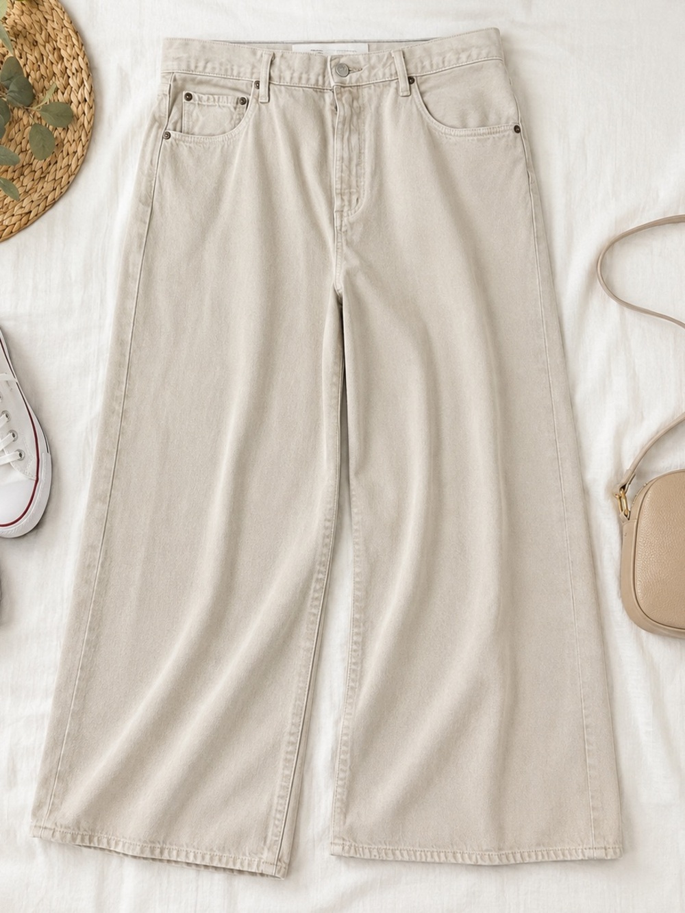 AGOLDE Clara Wide Leg Cream Organic Cotton Jeans Size 31